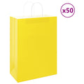 vidaXL Torby papierowe 50 szt. z uchwytami żółte 32x17x44 cm