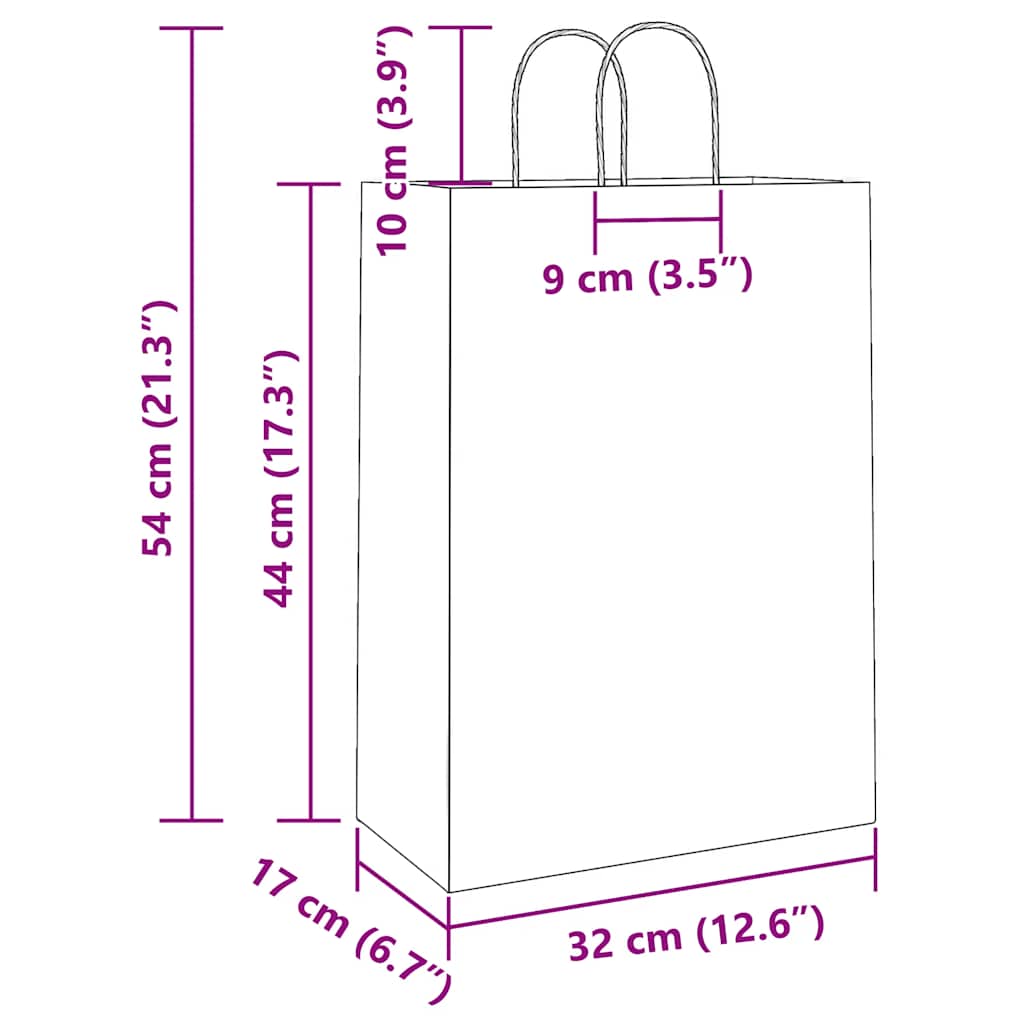 vidaXL Torby papierowe 50 szt. z uchwytami żółte 32x17x44 cm