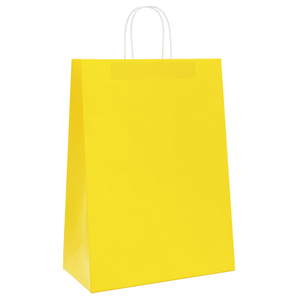 vidaXL Torby papierowe 50 szt. z uchwytami żółte 32x17x44 cm