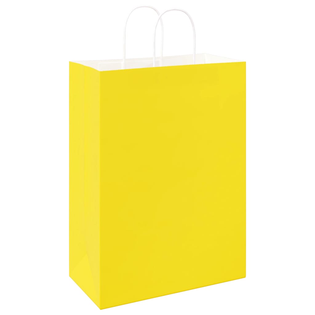 vidaXL Torby papierowe 50 szt. z uchwytami żółte 32x17x44 cm