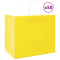 vidaXL Torby papierowe 50 szt. z uchwytami żółte 32x22x28 cm
