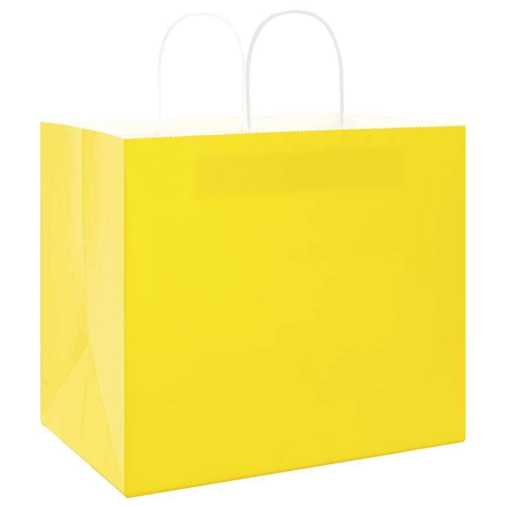 vidaXL Torby papierowe 50 szt. z uchwytami żółte 32x22x28 cm