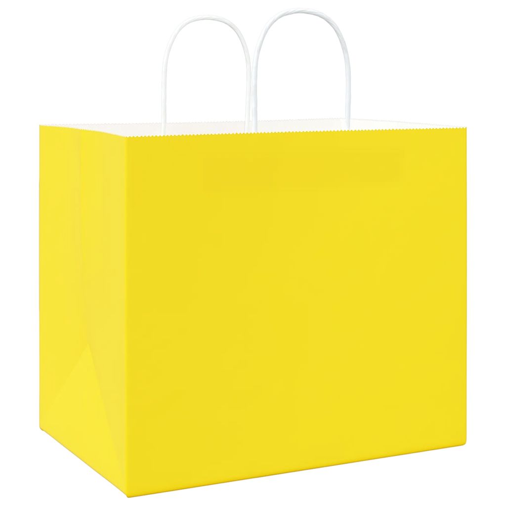 vidaXL Torby papierowe 50 szt. z uchwytami żółte 32x22x28 cm