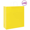 vidaXL Torby papierowe 50 szt. z uchwytami żółte 45x17x48 cm