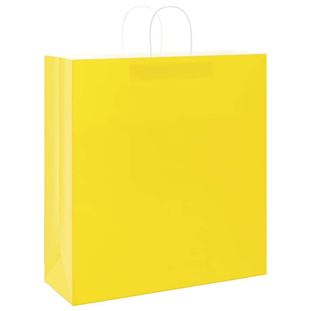 vidaXL Torby papierowe 50 szt. z uchwytami żółte 45x17x48 cm