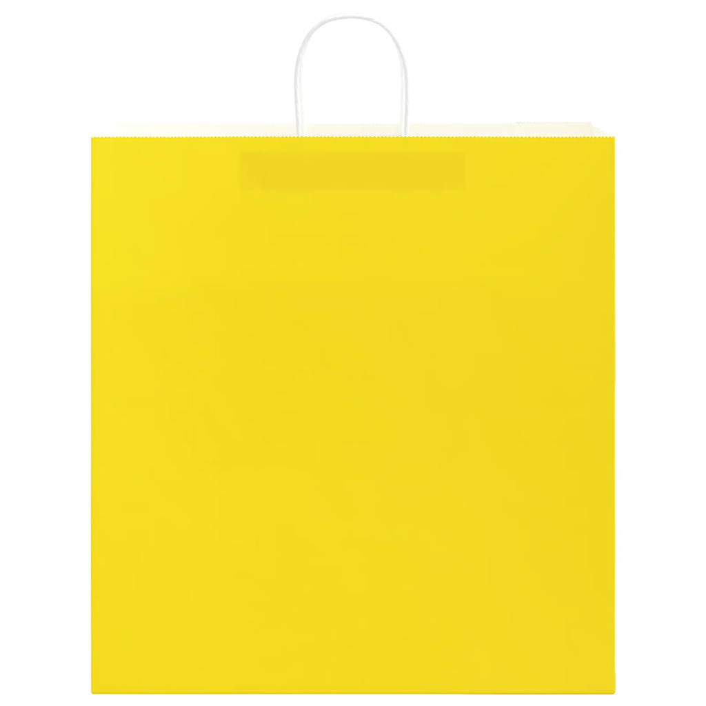 vidaXL Torby papierowe 50 szt. z uchwytami żółte 45x17x48 cm