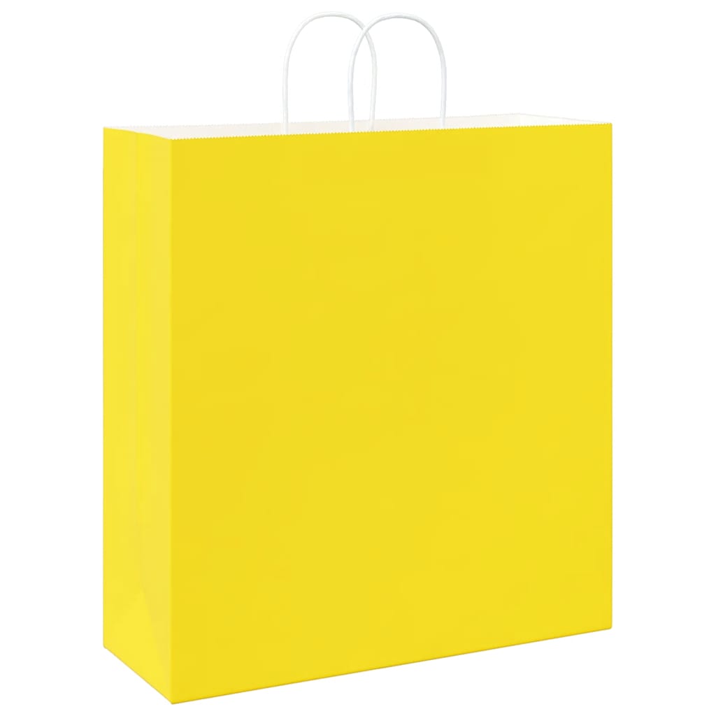 vidaXL Torby papierowe 50 szt. z uchwytami żółte 45x17x48 cm