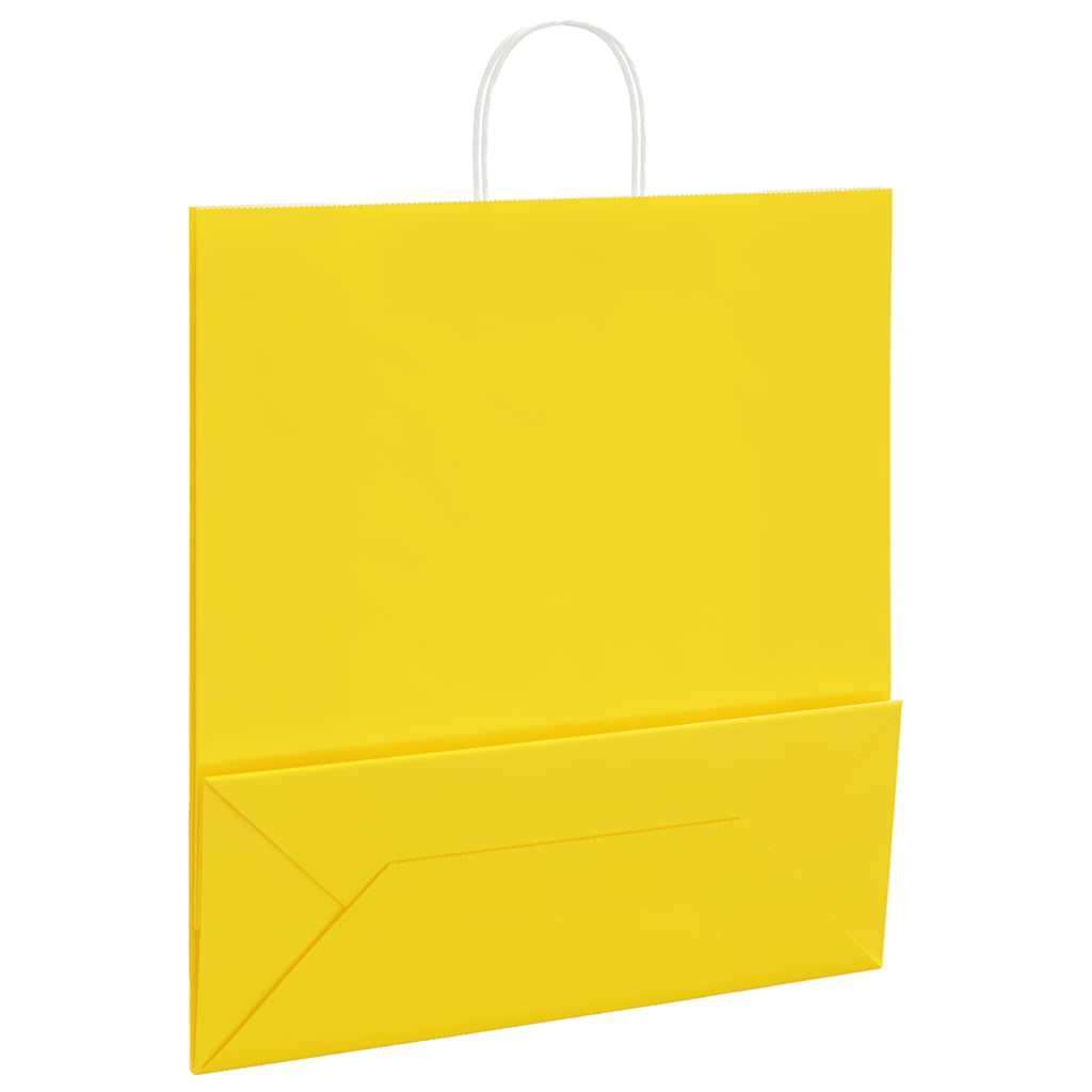 vidaXL Torby papierowe 50 szt. z uchwytami żółte 45x17x48 cm