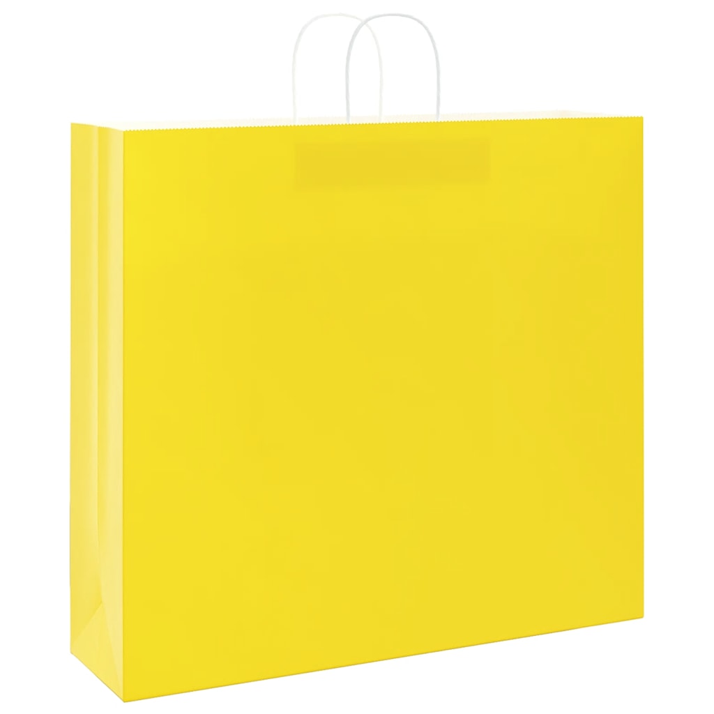 vidaXL Torby papierowe 50 szt. z uchwytami żółte 54x15x49 cm