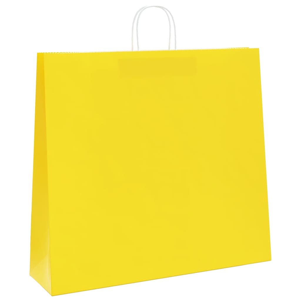 vidaXL Torby papierowe 50 szt. z uchwytami żółte 54x15x49 cm