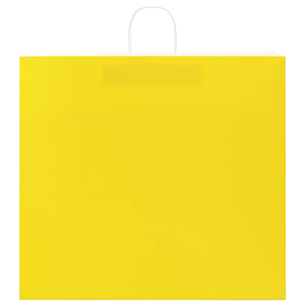 vidaXL Torby papierowe 50 szt. z uchwytami żółte 54x15x49 cm