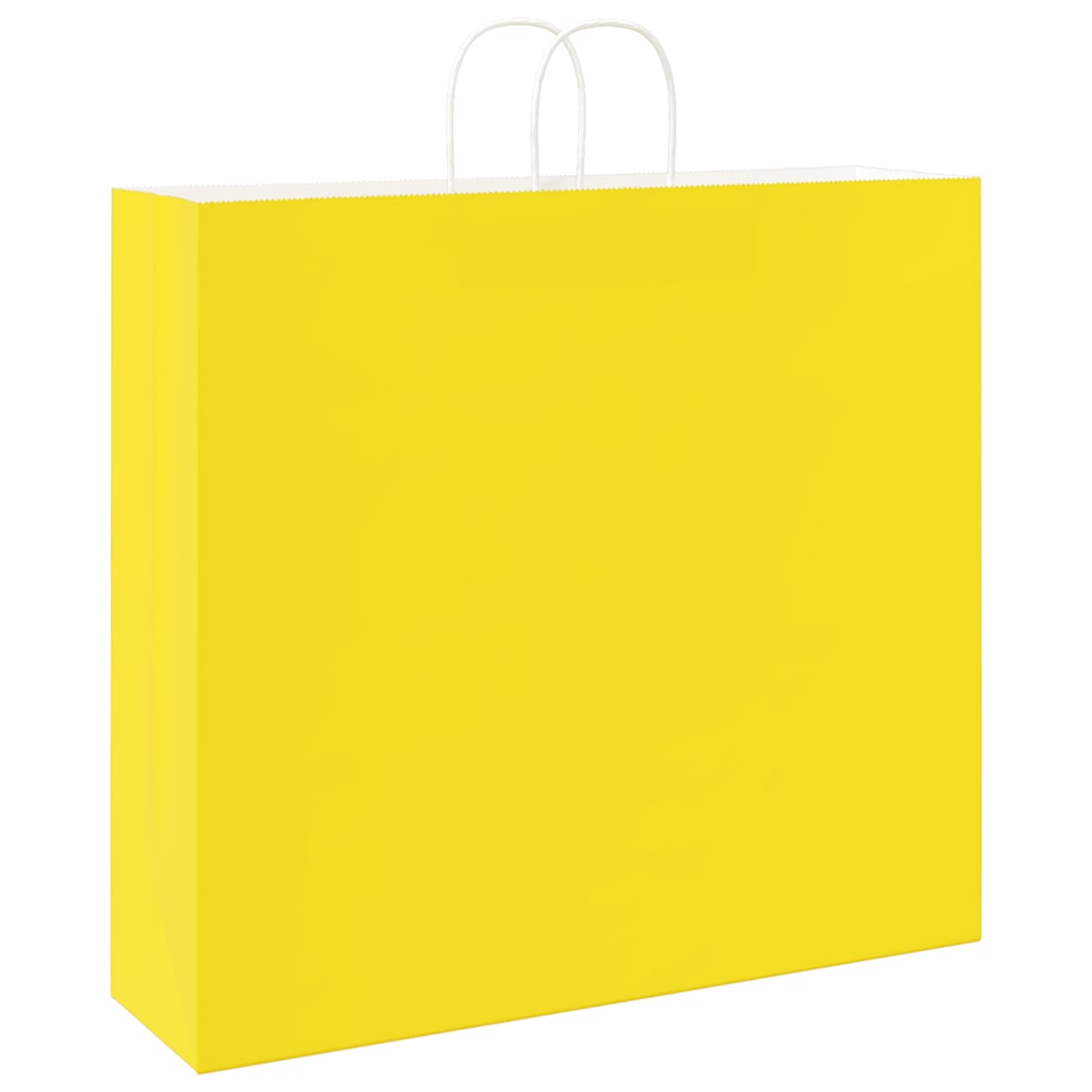 vidaXL Torby papierowe 50 szt. z uchwytami żółte 54x15x49 cm