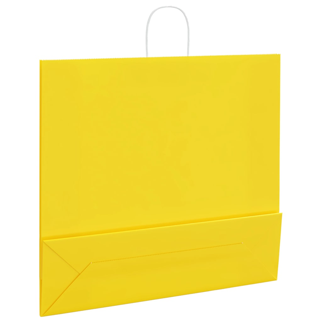 vidaXL Torby papierowe 50 szt. z uchwytami żółte 54x15x49 cm