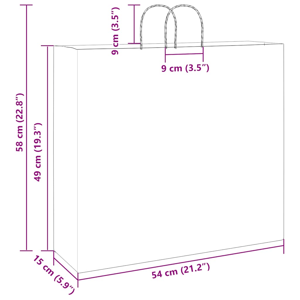vidaXL Torby papierowe 50 szt. z uchwytami żółte 54x15x49 cm