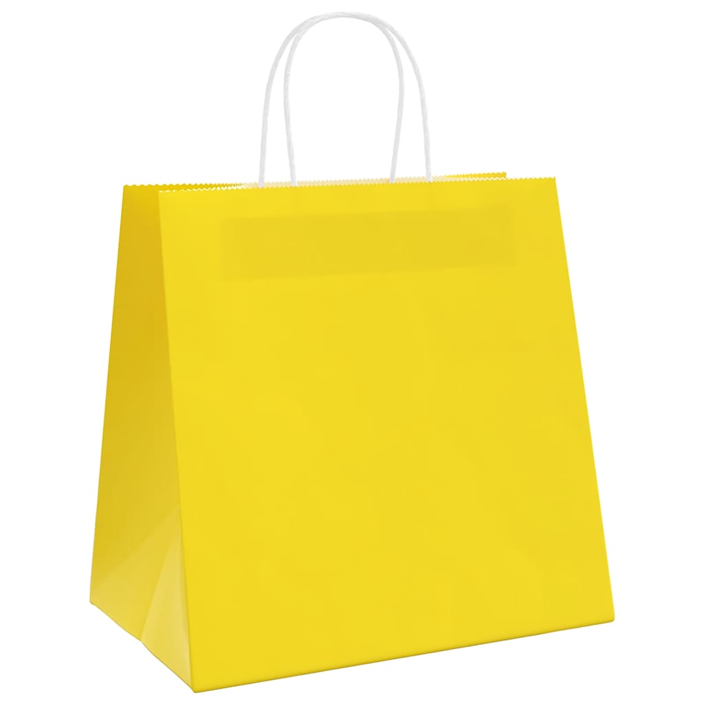 vidaXL Torby papierowe 250 szt. z uchwytami żółte 26x17x25 cm