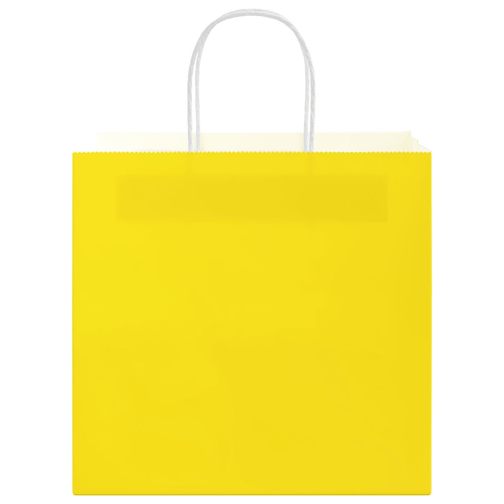 vidaXL Torby papierowe 250 szt. z uchwytami żółte 26x17x25 cm