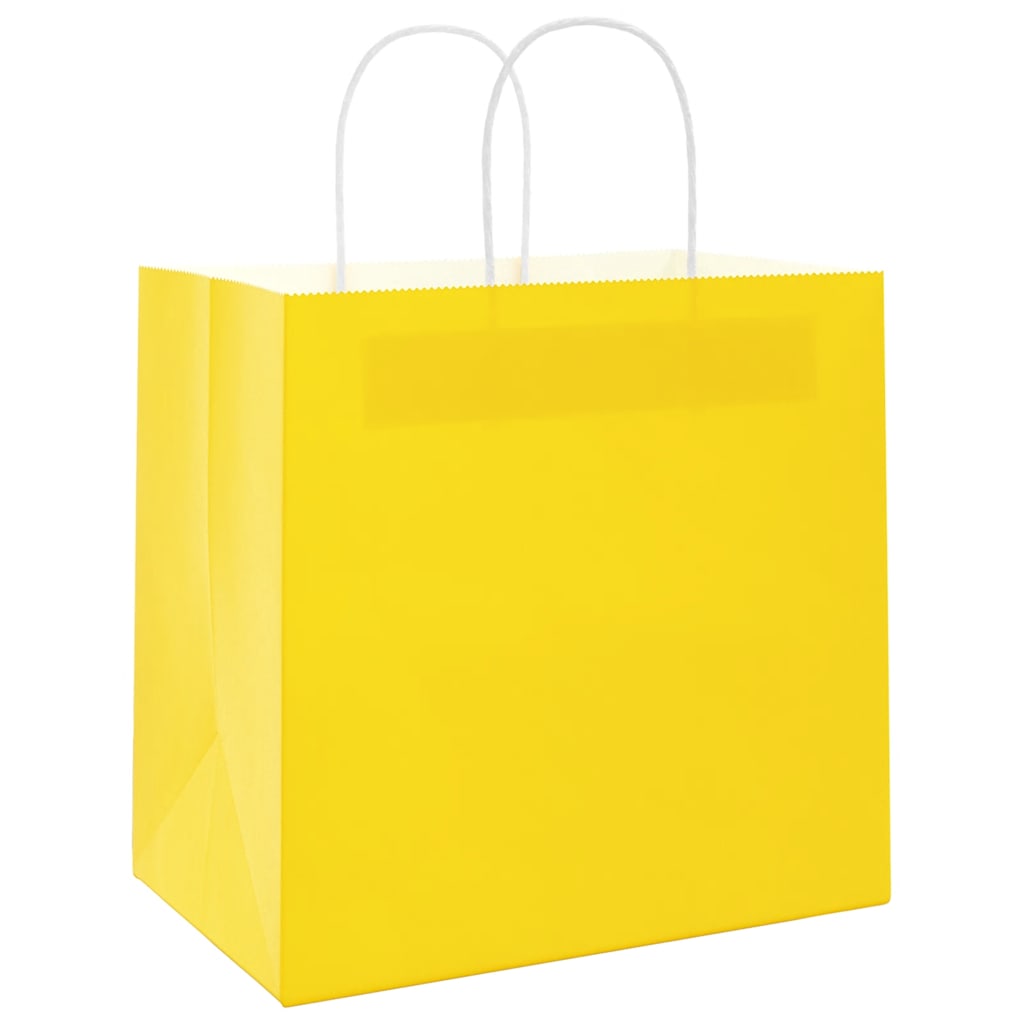 vidaXL Torby papierowe 250 szt. z uchwytami żółte 26x17x25 cm