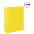 vidaXL Torby papierowe 250 szt. z uchwytami żółte 32x12x42 cm