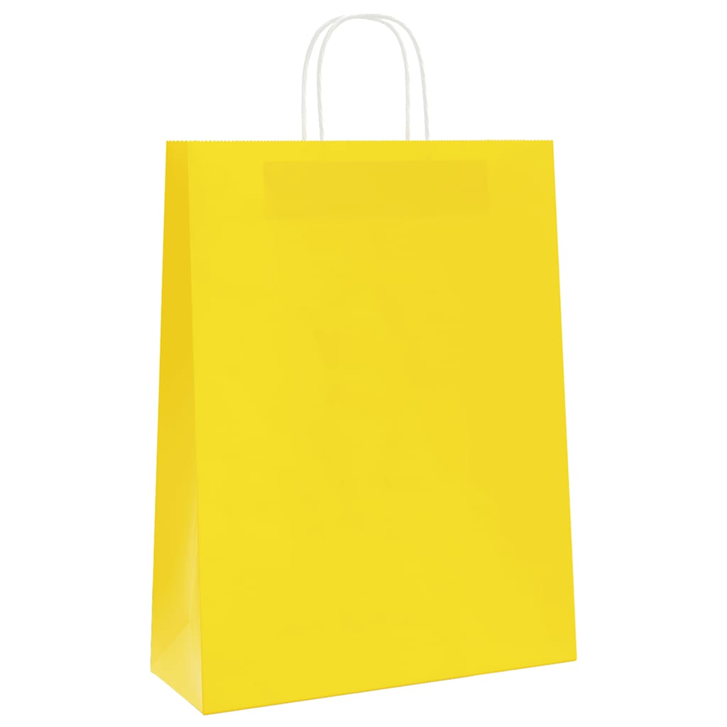 vidaXL Torby papierowe 250 szt. z uchwytami żółte 32x12x42 cm