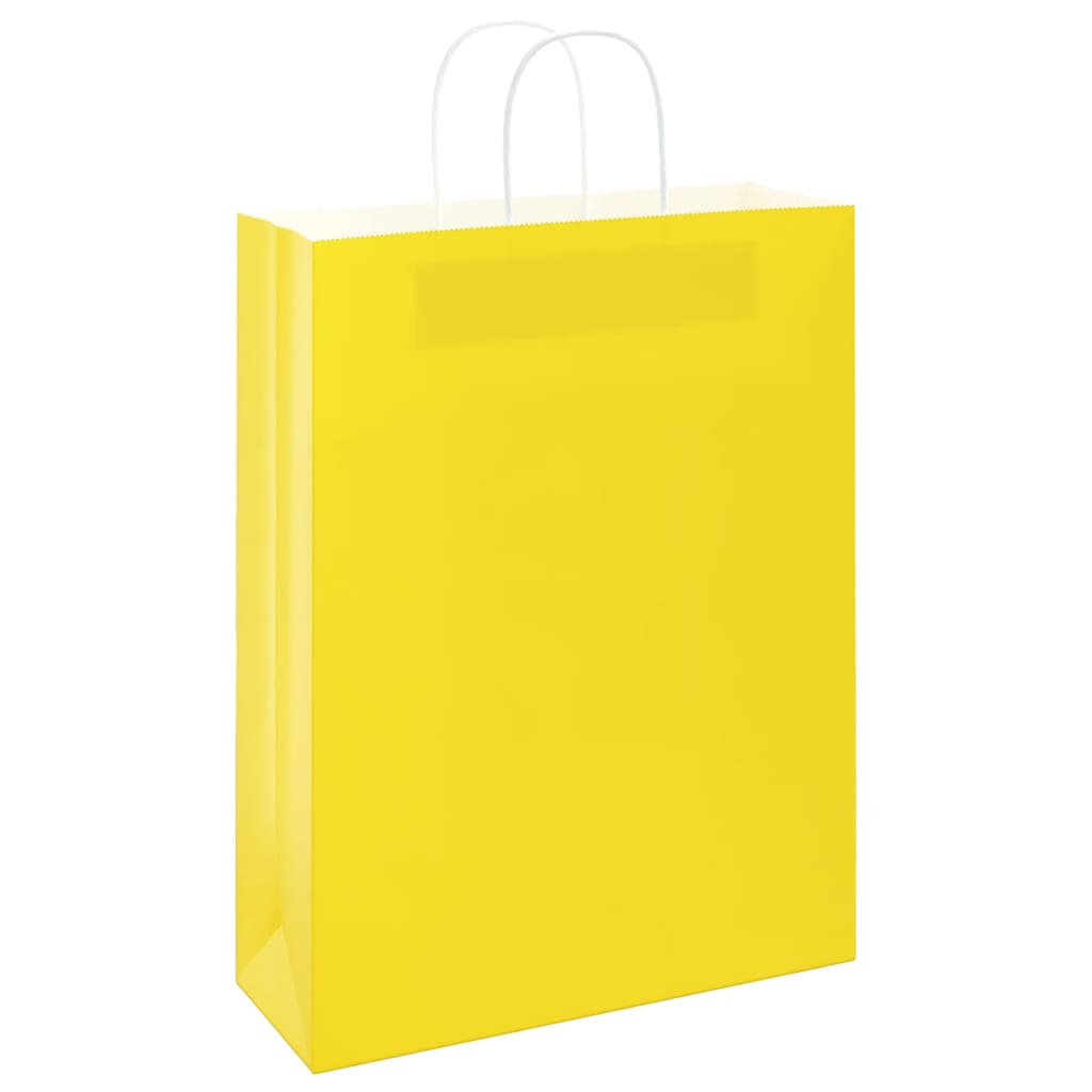 vidaXL Torby papierowe 250 szt. z uchwytami żółte 32x12x42 cm