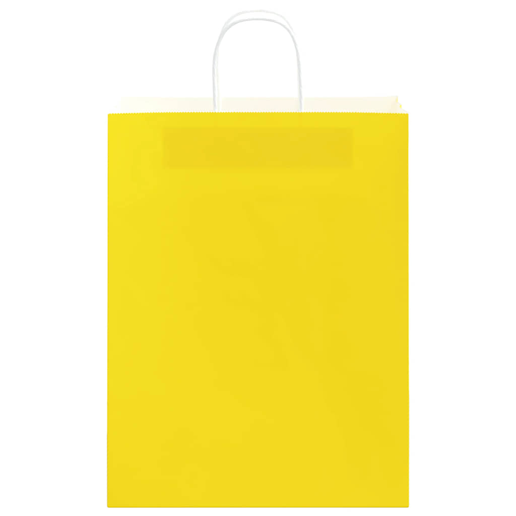 vidaXL Torby papierowe 250 szt. z uchwytami żółte 32x12x42 cm
