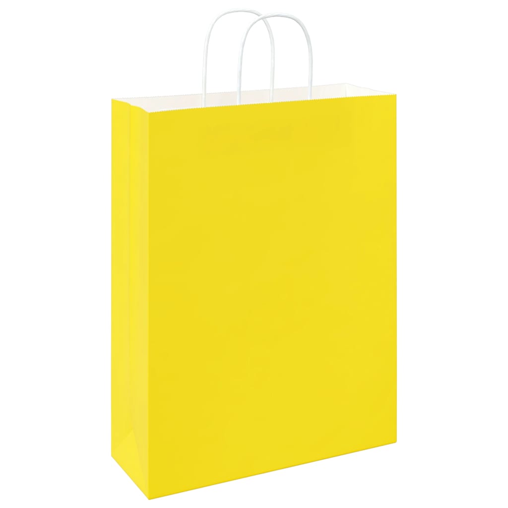 vidaXL Torby papierowe 250 szt. z uchwytami żółte 32x12x42 cm
