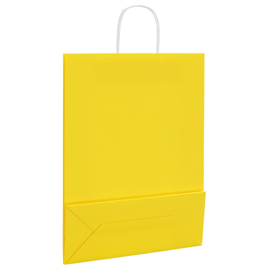 vidaXL Torby papierowe 250 szt. z uchwytami żółte 32x12x42 cm