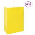vidaXL Torby papierowe 250 szt. z uchwytami żółte 32x17x44 cm