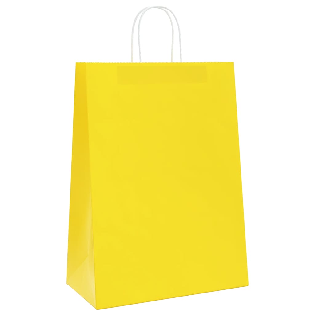 vidaXL Torby papierowe 250 szt. z uchwytami żółte 32x17x44 cm