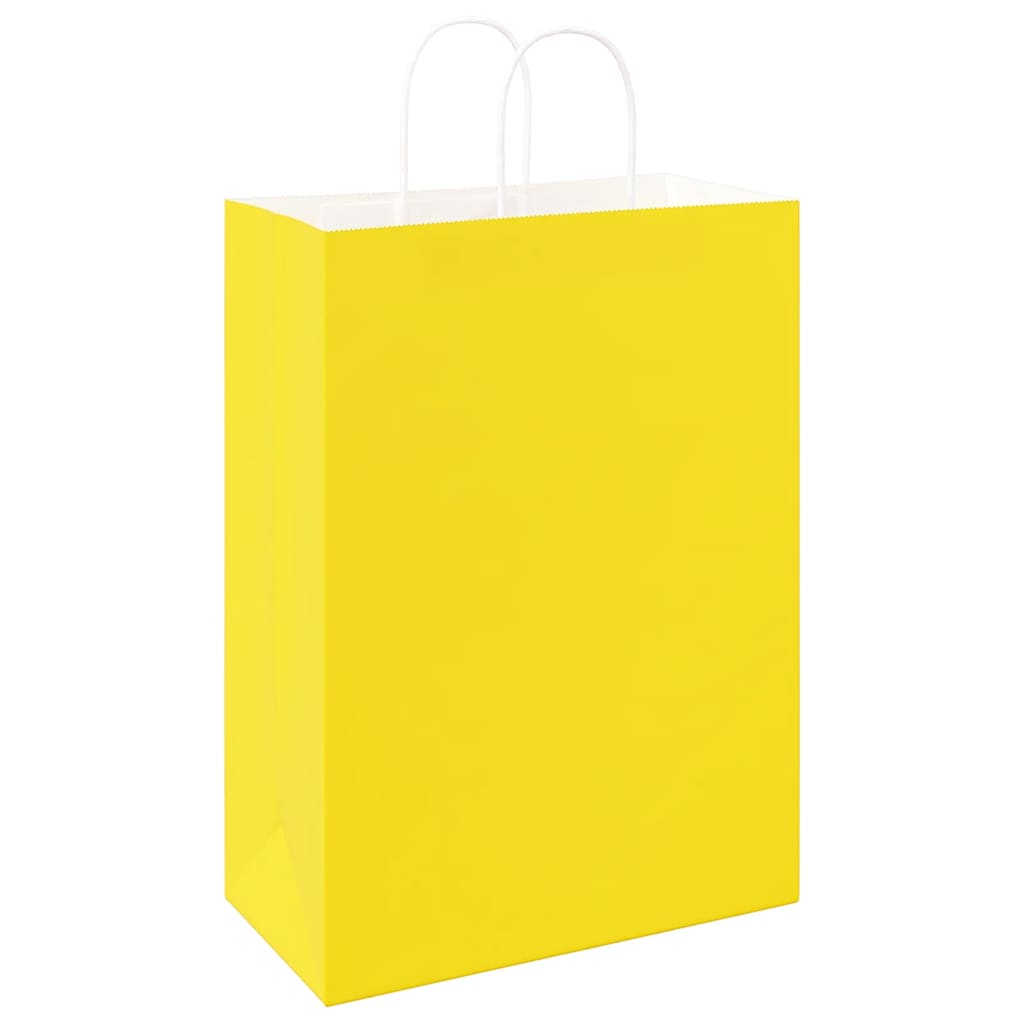 vidaXL Torby papierowe 250 szt. z uchwytami żółte 32x17x44 cm