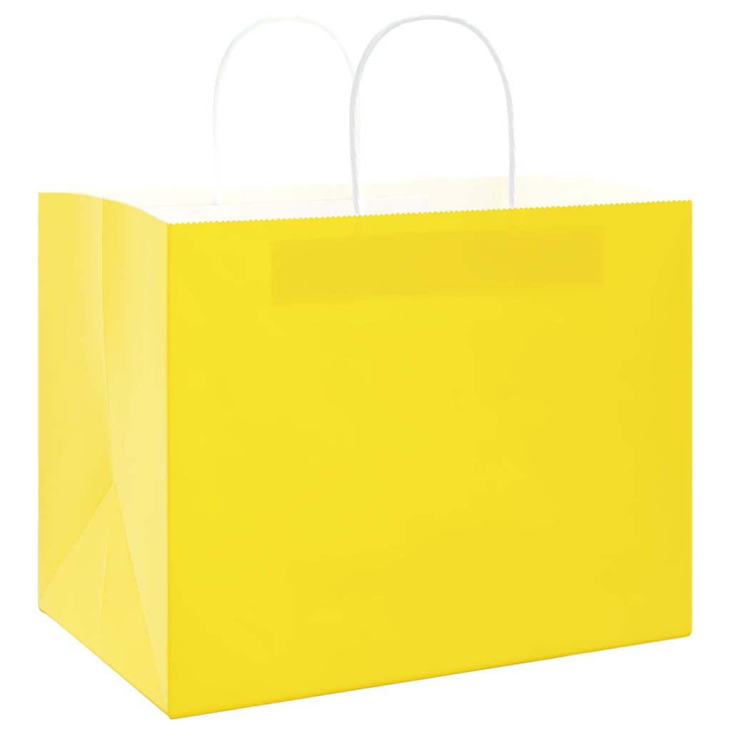 vidaXL Torby papierowe 250 szt. z uchwytami żółte 32x22x24 cm