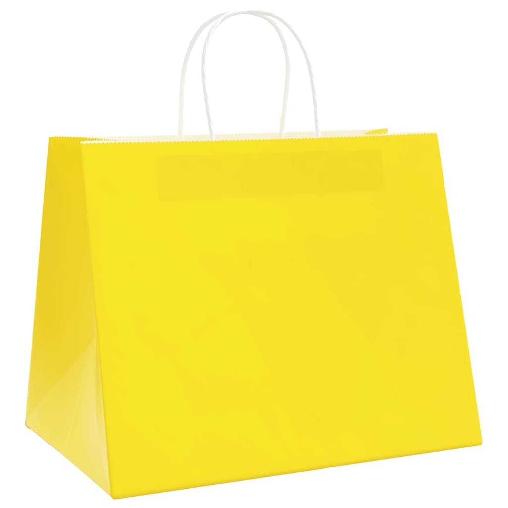 vidaXL Torby papierowe 250 szt. z uchwytami żółte 32x22x24 cm