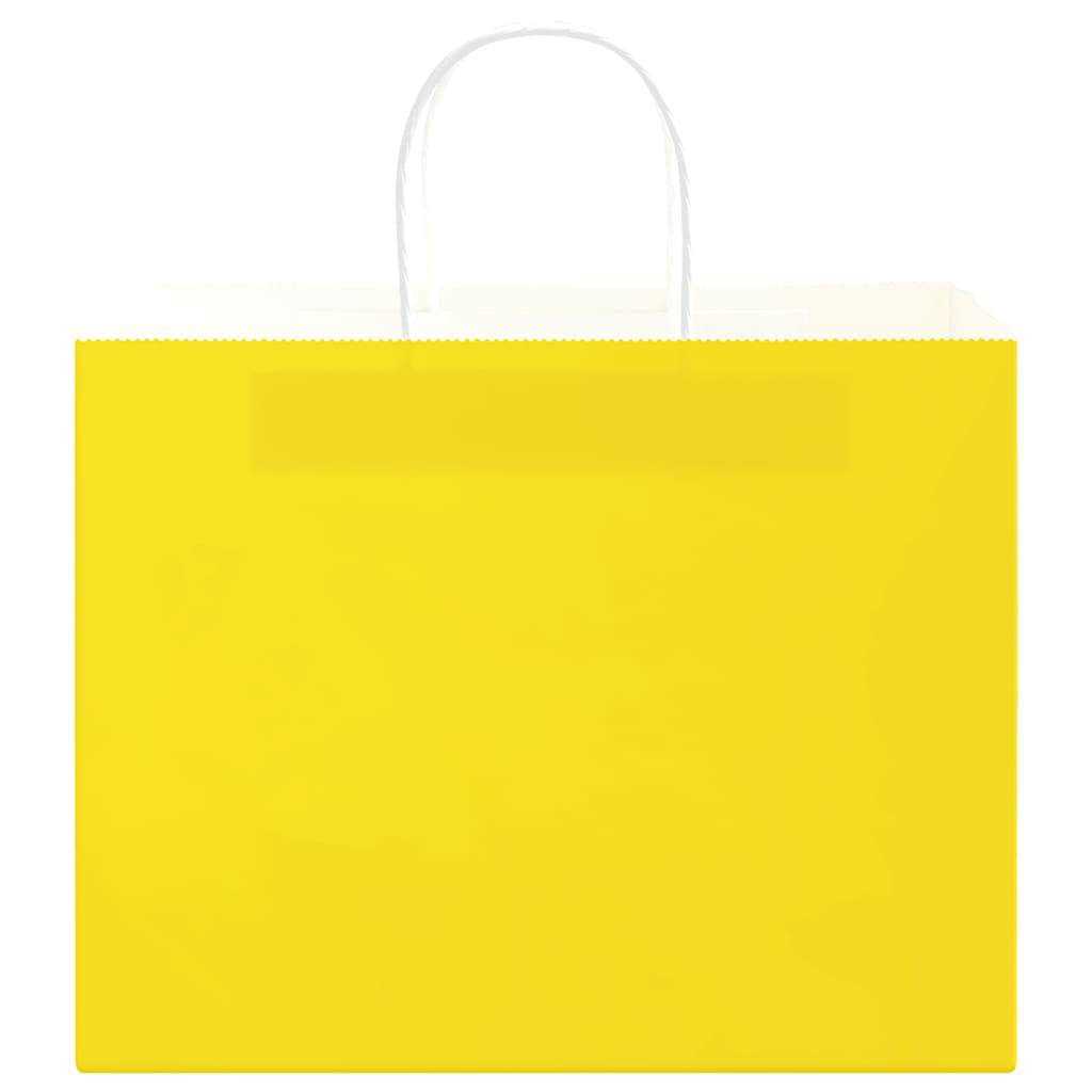 vidaXL Torby papierowe 250 szt. z uchwytami żółte 32x22x24 cm