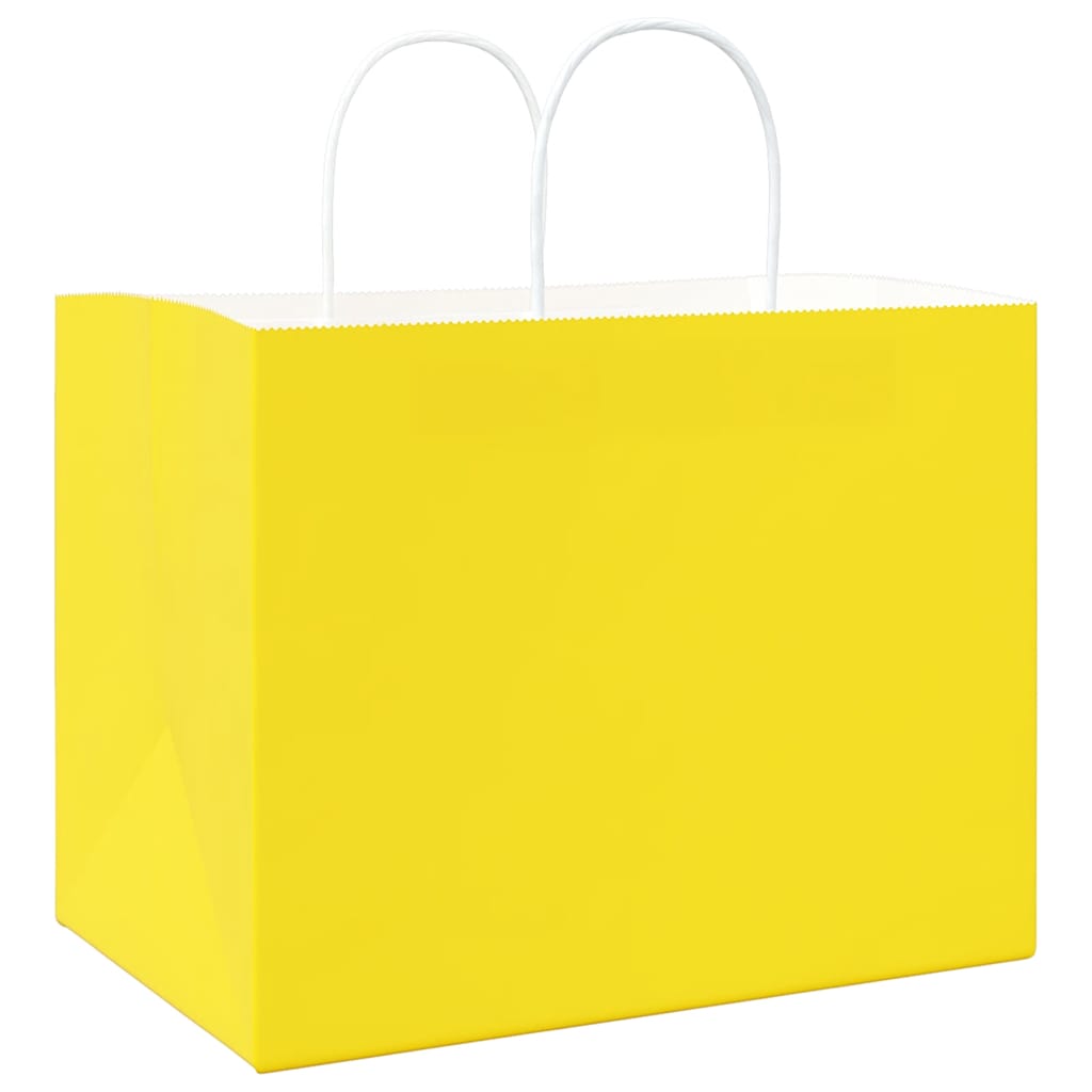 vidaXL Torby papierowe 250 szt. z uchwytami żółte 32x22x24 cm