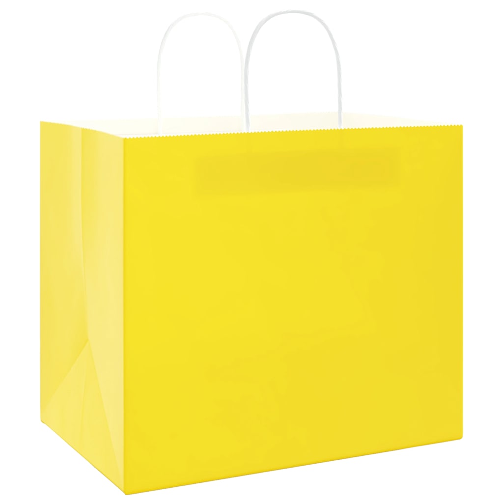 vidaXL Torby papierowe 250 szt. z uchwytami żółte 32x22x28 cm