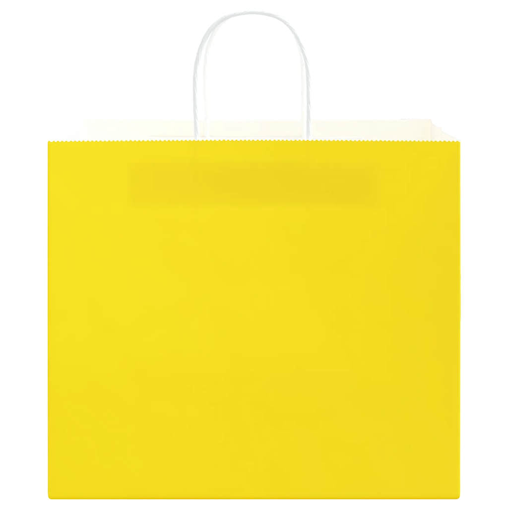 vidaXL Torby papierowe 250 szt. z uchwytami żółte 32x22x28 cm