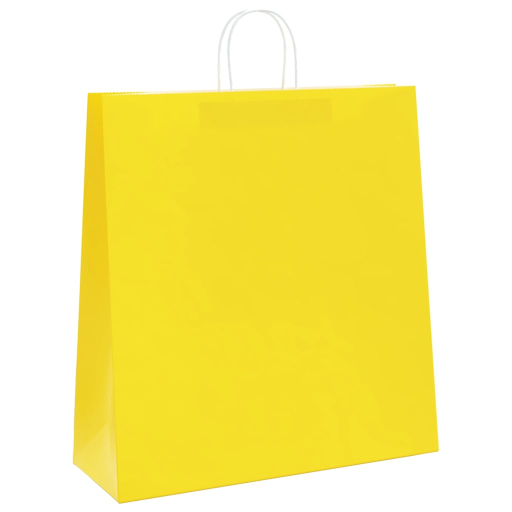 vidaXL Torby papierowe 250 szt. z uchwytami żółte 45x17x48 cm