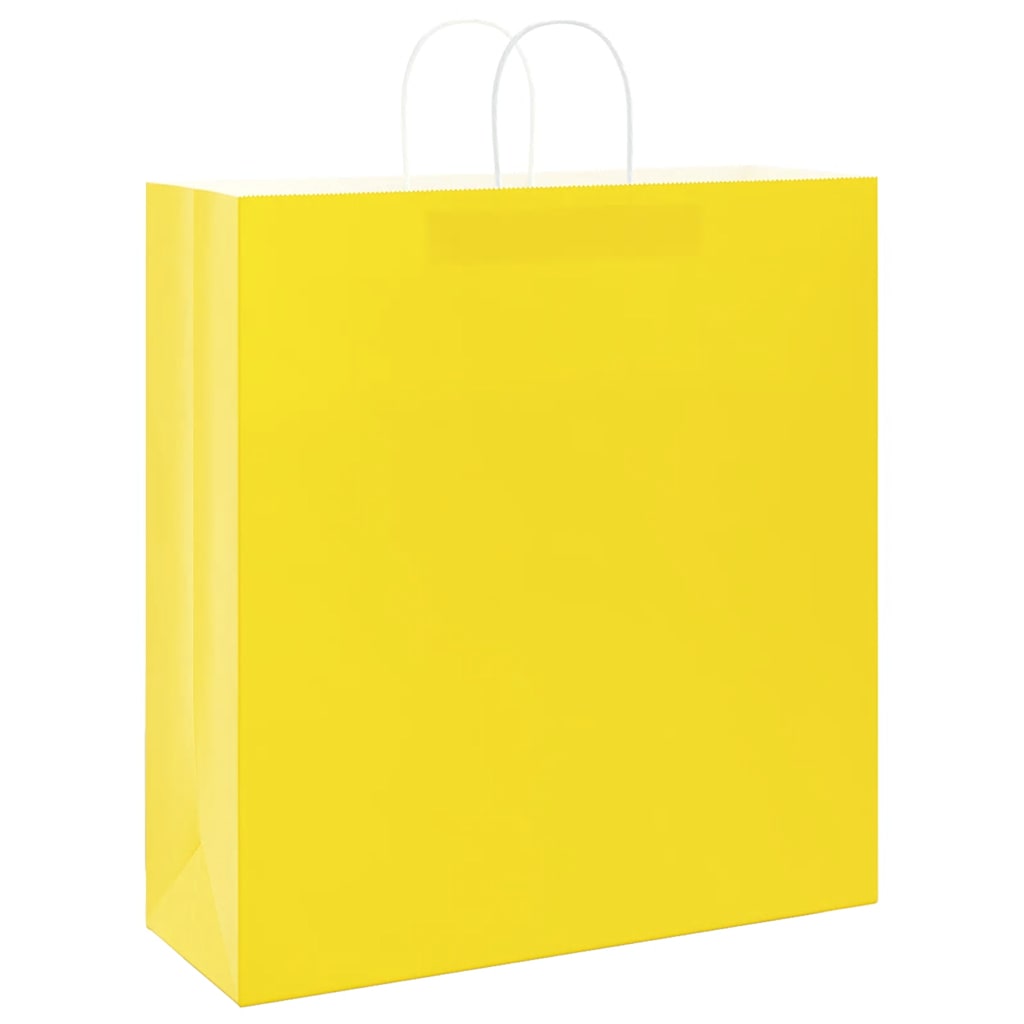 vidaXL Torby papierowe 250 szt. z uchwytami żółte 45x17x48 cm