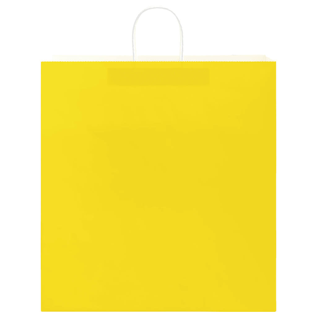 vidaXL Torby papierowe 250 szt. z uchwytami żółte 45x17x48 cm