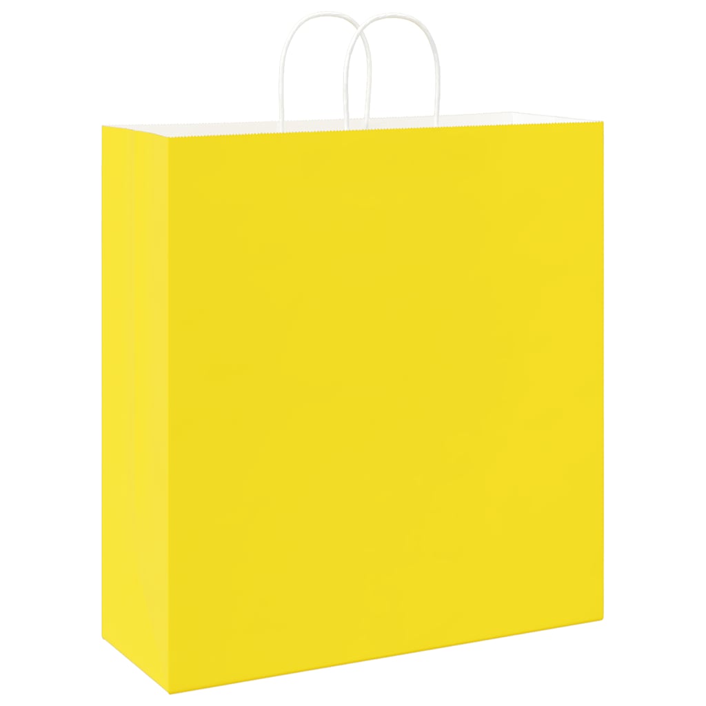 vidaXL Torby papierowe 250 szt. z uchwytami żółte 45x17x48 cm