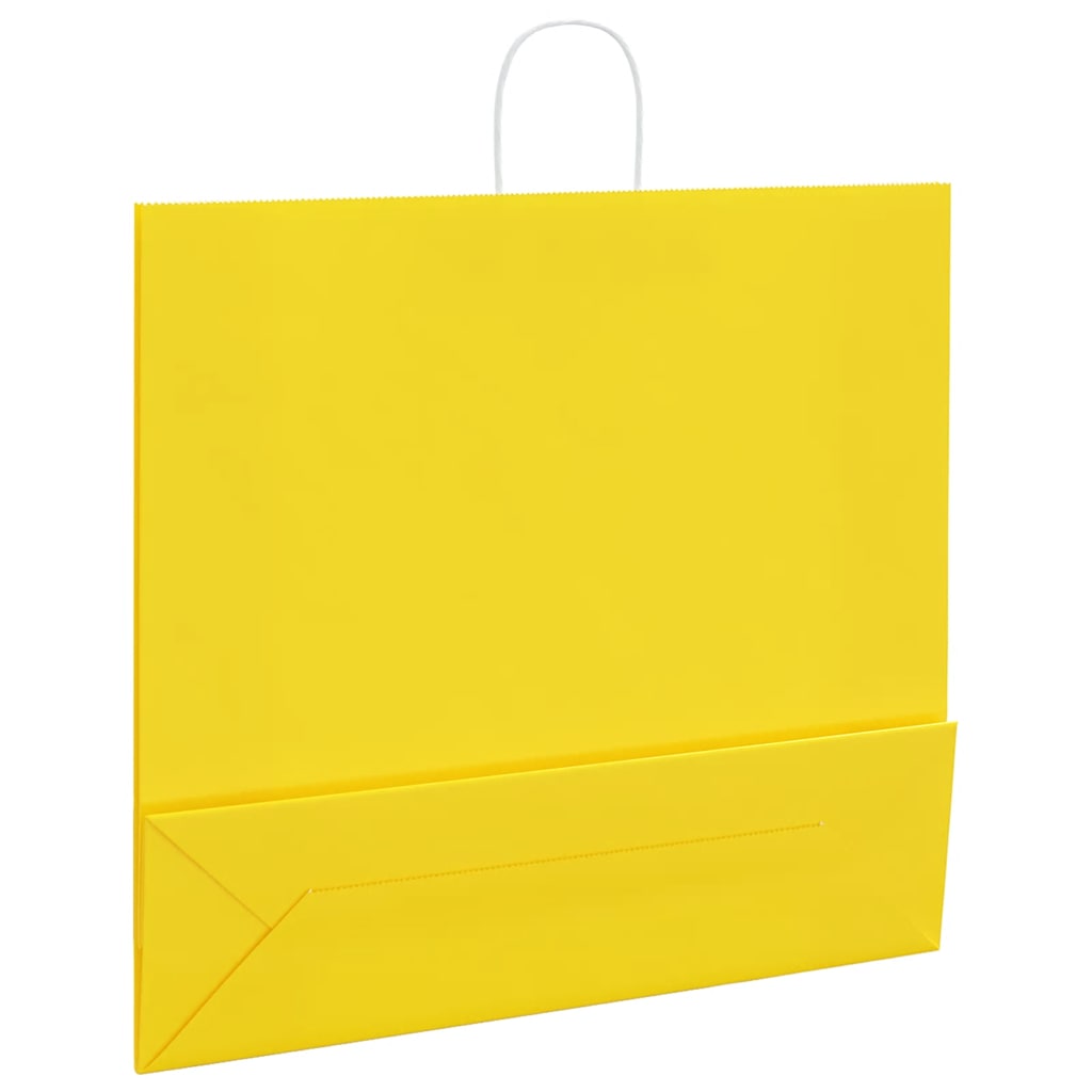 vidaXL Torby papierowe 250 szt. z uchwytami żółte 54x15x49 cm