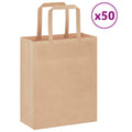 vidaXL Torby papierowe 50 szt. z uchwytami Brązowe 18x8x22 cm