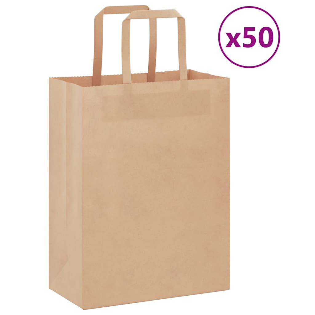 vidaXL Torby papierowe 50 szt. z uchwytami Brązowe 21x11x28 cm