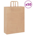 vidaXL Torby papierowe 50 szt. z uchwytami Brązowe 32x12x42 cm