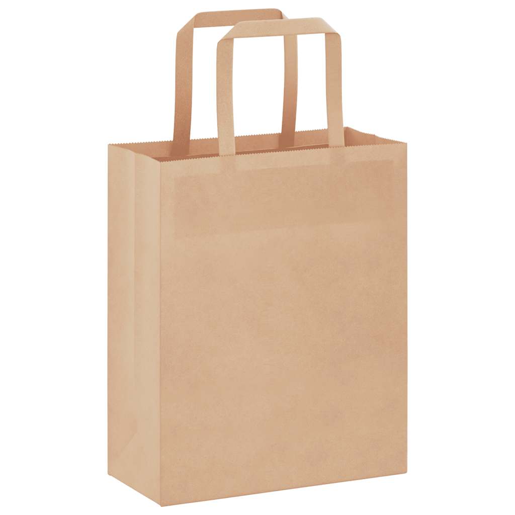 vidaXL Torby papierowe 250 szt. z uchwytami Brązowe 18x8x22 cm