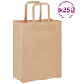 vidaXL Torby papierowe 250 szt. z uchwytami Brązowe 21x11x28 cm