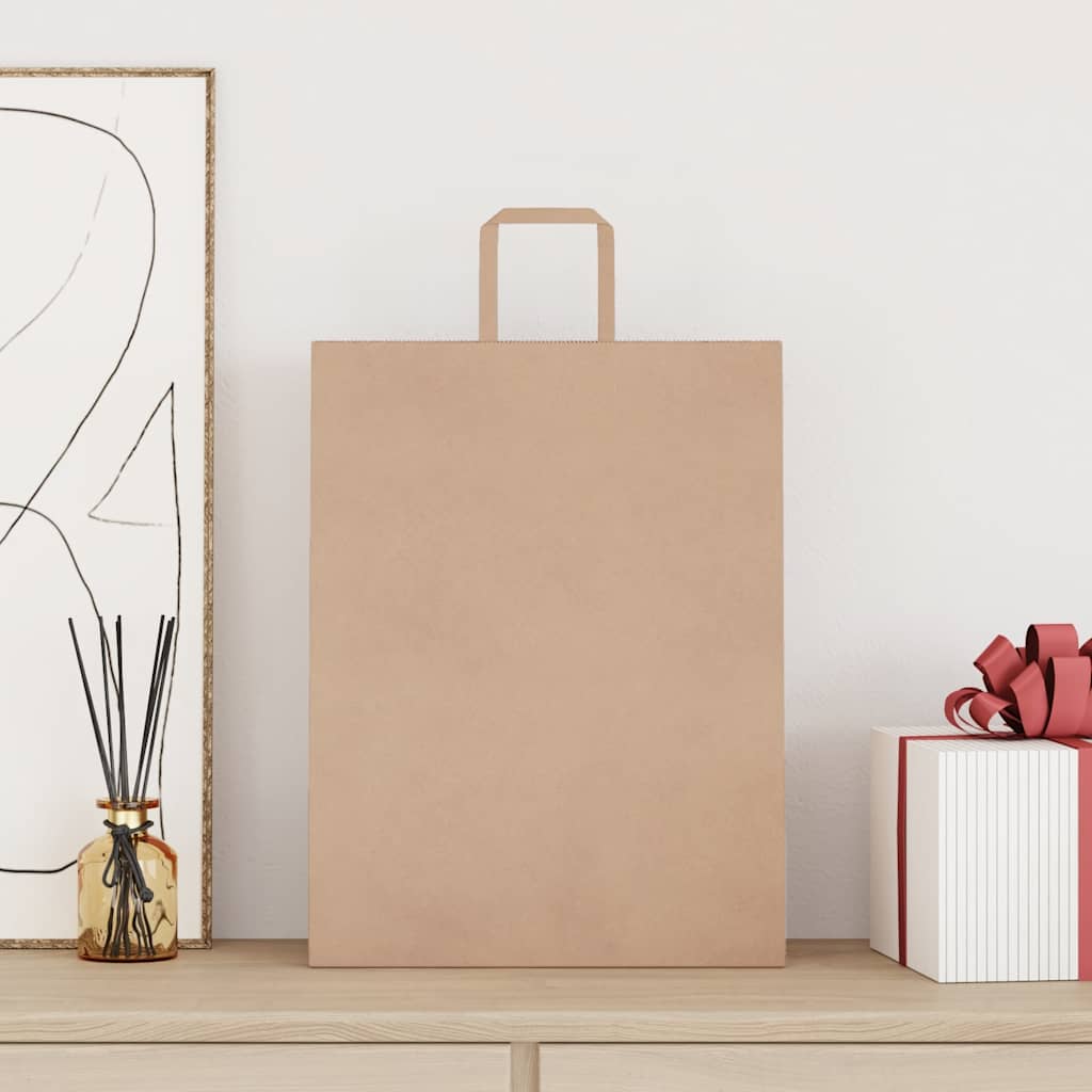 vidaXL Torby papierowe 250 szt. z uchwytami Brązowe 32x12x42 cm
