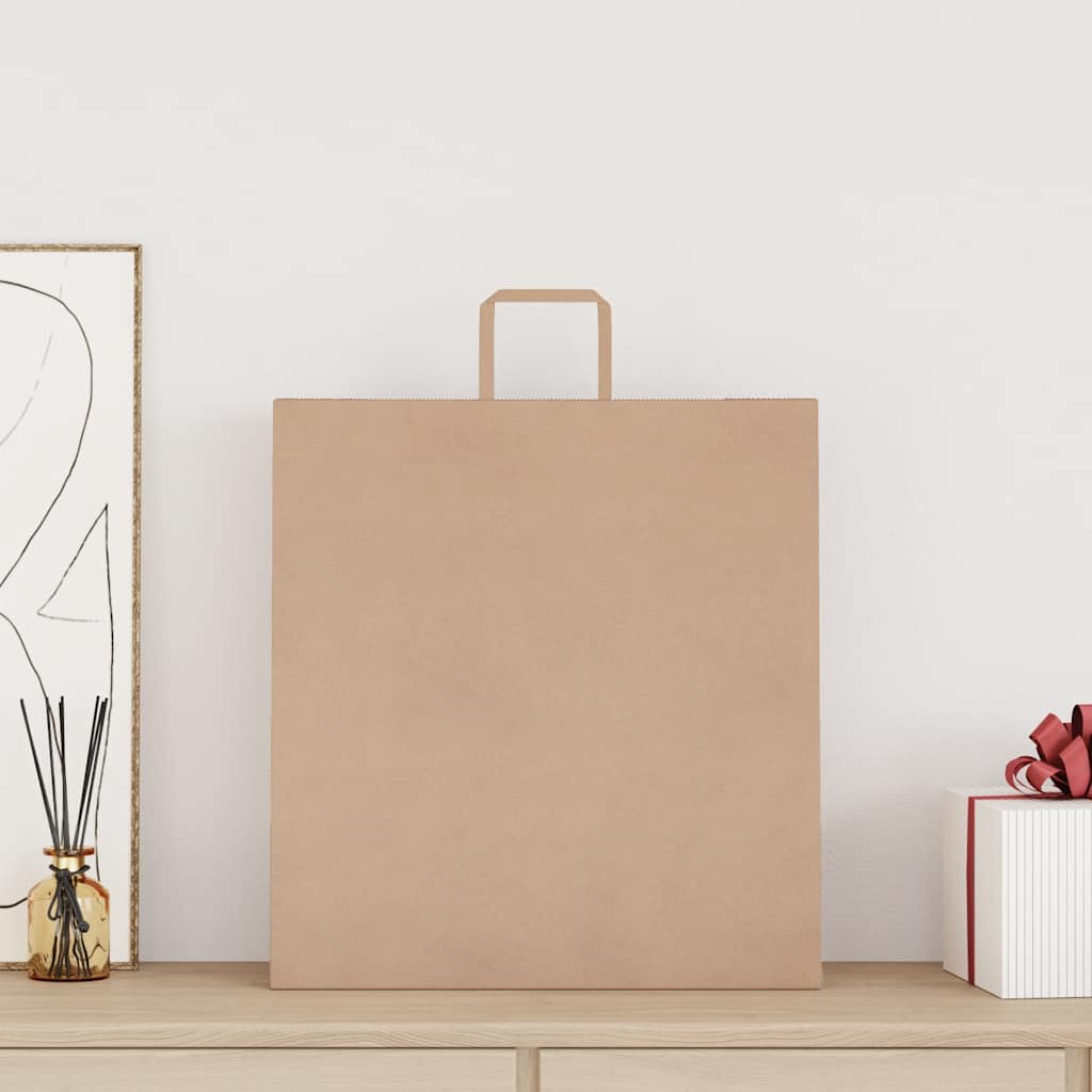 vidaXL Torby papierowe 250 szt. z uchwytami Brązowe 45x17x48 cm