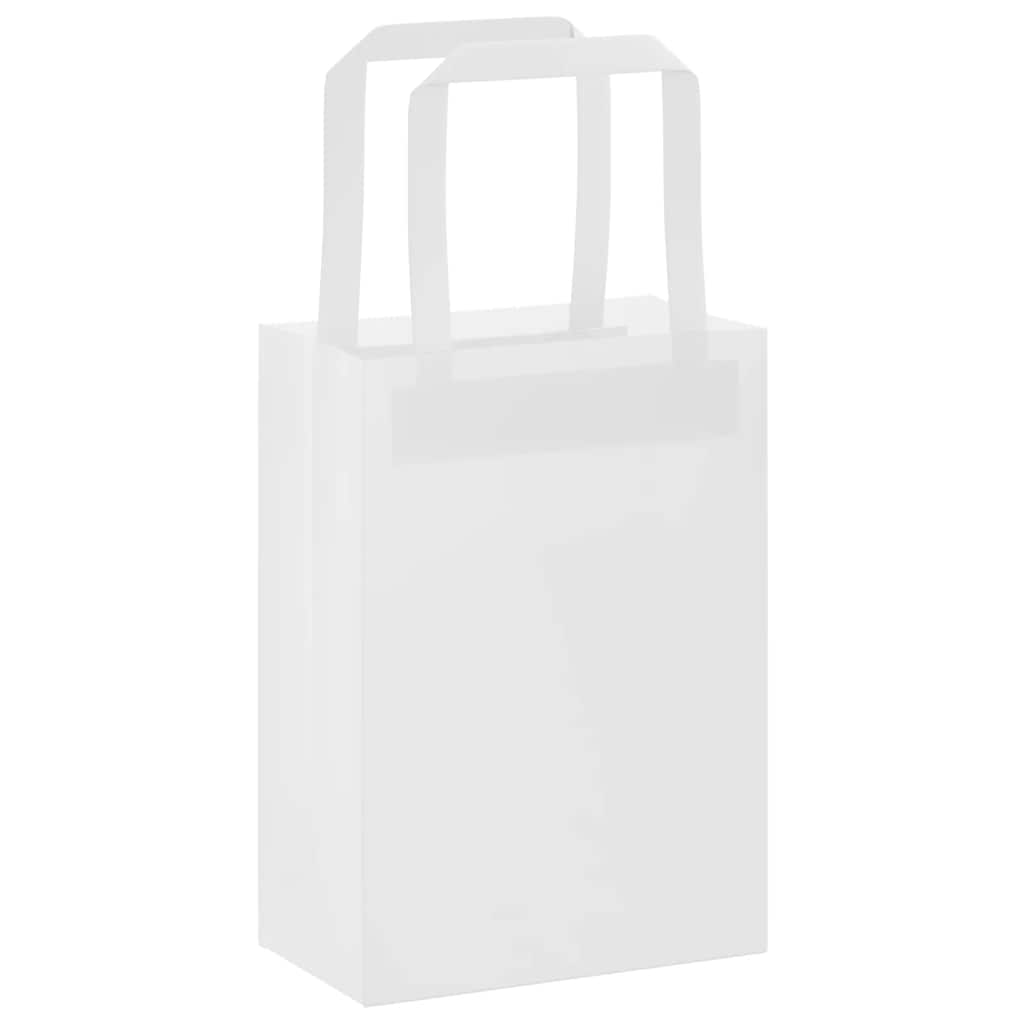 vidaXL Torby papierowe 50 szt. z uchwytami białe 15x8x21 cm