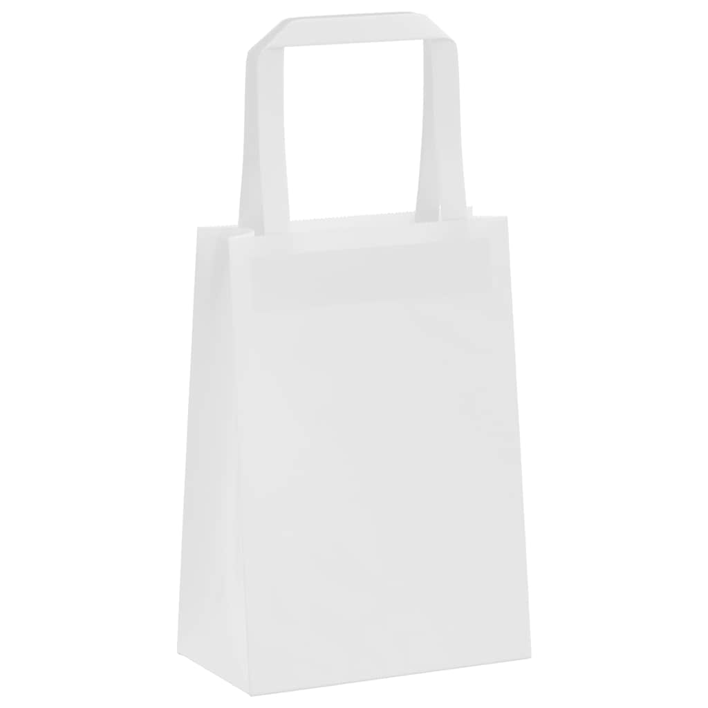 vidaXL Torby papierowe 50 szt. z uchwytami białe 15x8x21 cm